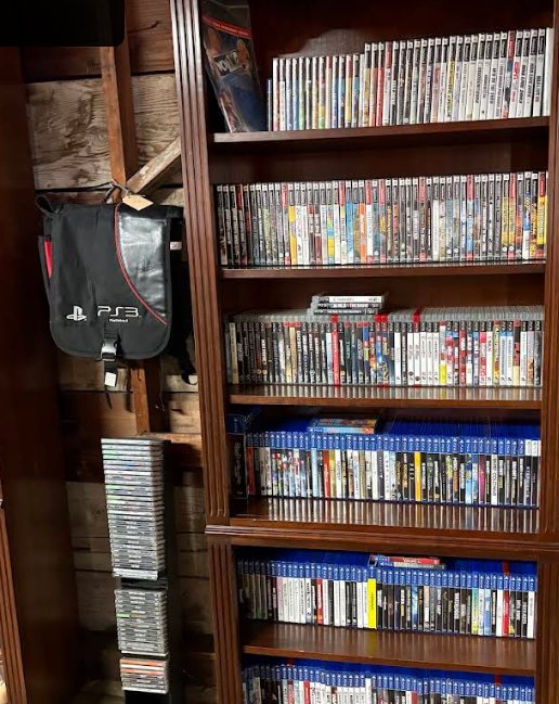 Floor to ceiling shelves of games